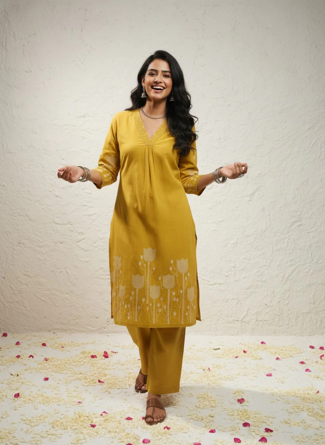 Krystle Amber Printed Kurta Pant Set (1)