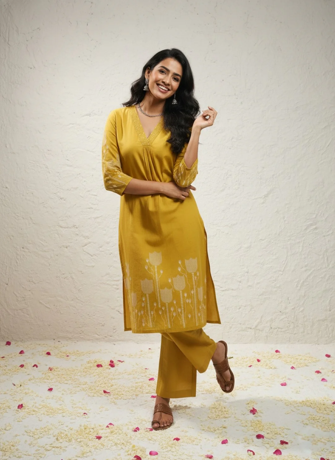 Krystle Amber Printed Kurta Pant Set (2)
