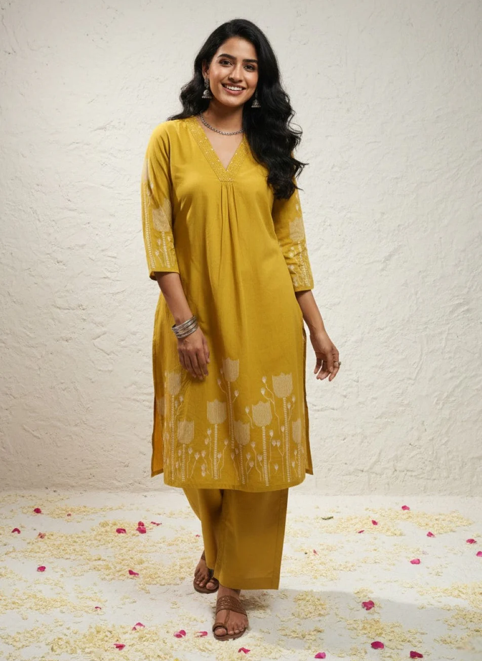 Krystle Amber Printed Kurta Pant Set (4)