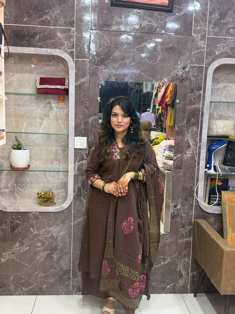 Mul cotton pair with hand block print dupatta (1)