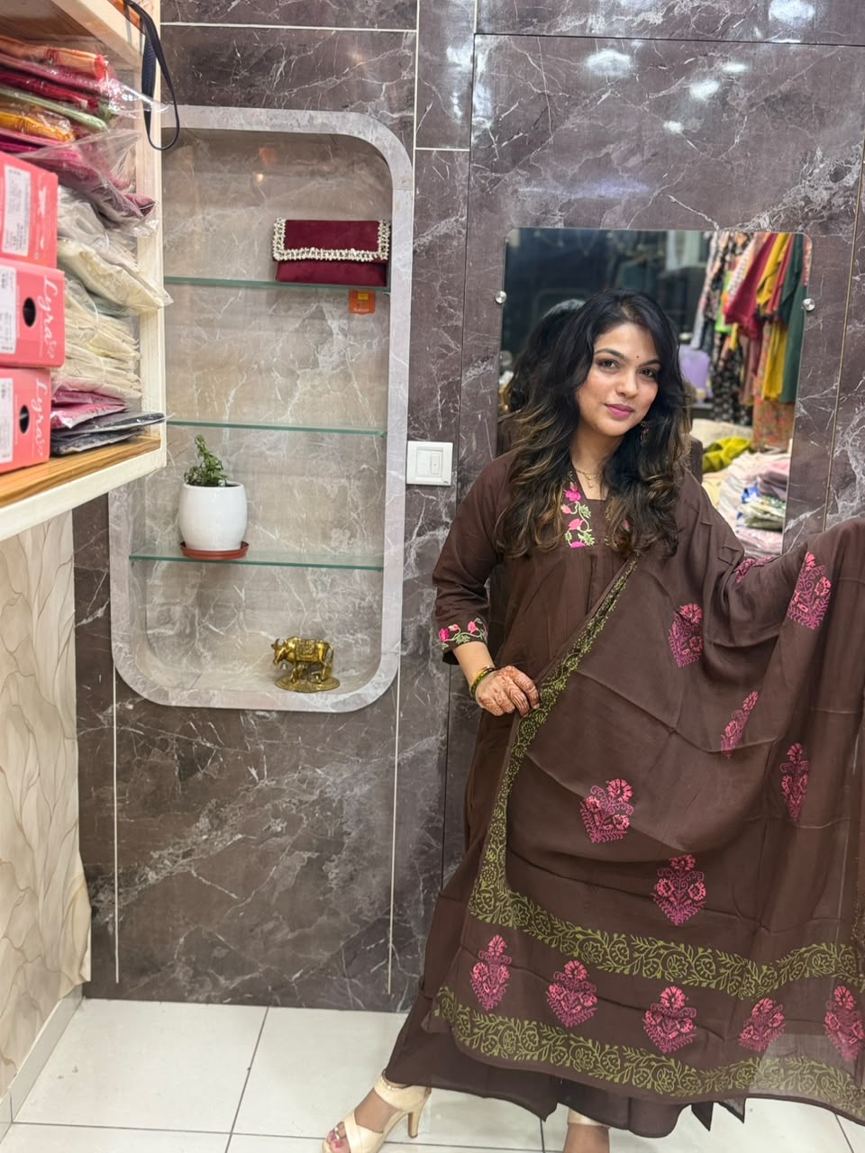 Mul cotton pair with hand block print dupatta (2)
